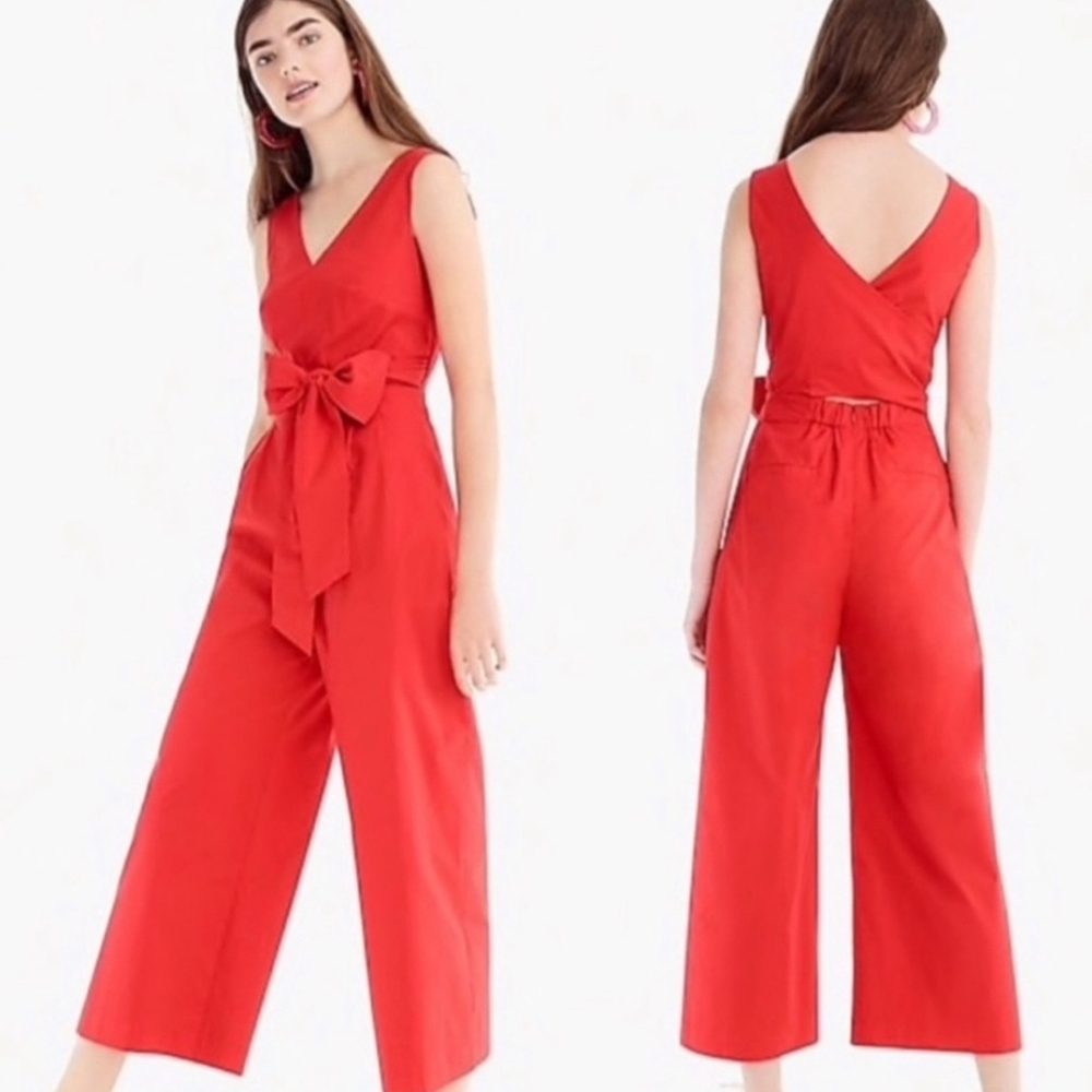 J. Crew Bold Red Sleeveless Jumpsuit